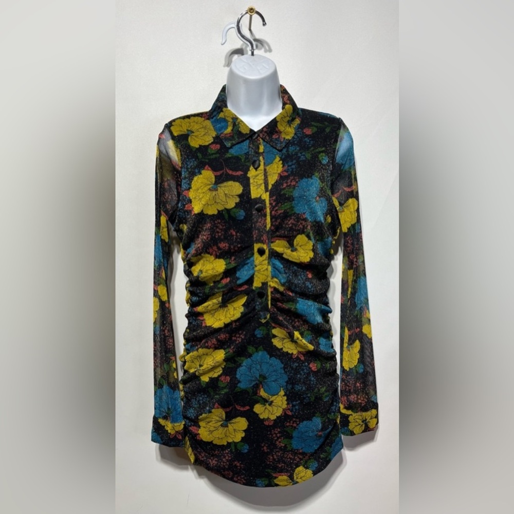 Urban Outfitters Heather Fitted‎ Lurex Shirt Mini Dress Size Medium
